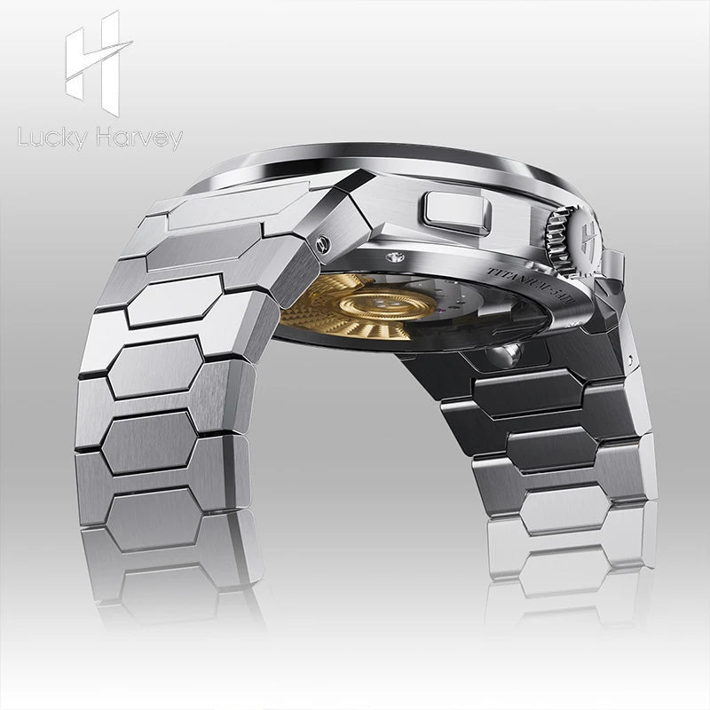 Lucky Harvey Meteorite Pattern Dial Chiming Watches Self-sounding Grade 5 Titanium Alloy Automatic Mens Wristwatch New Limited