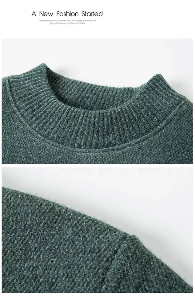 High quality warm plush knitted men pullover luxury brand comfort round neck Korean style fashion cartoon dog embroidery sweater