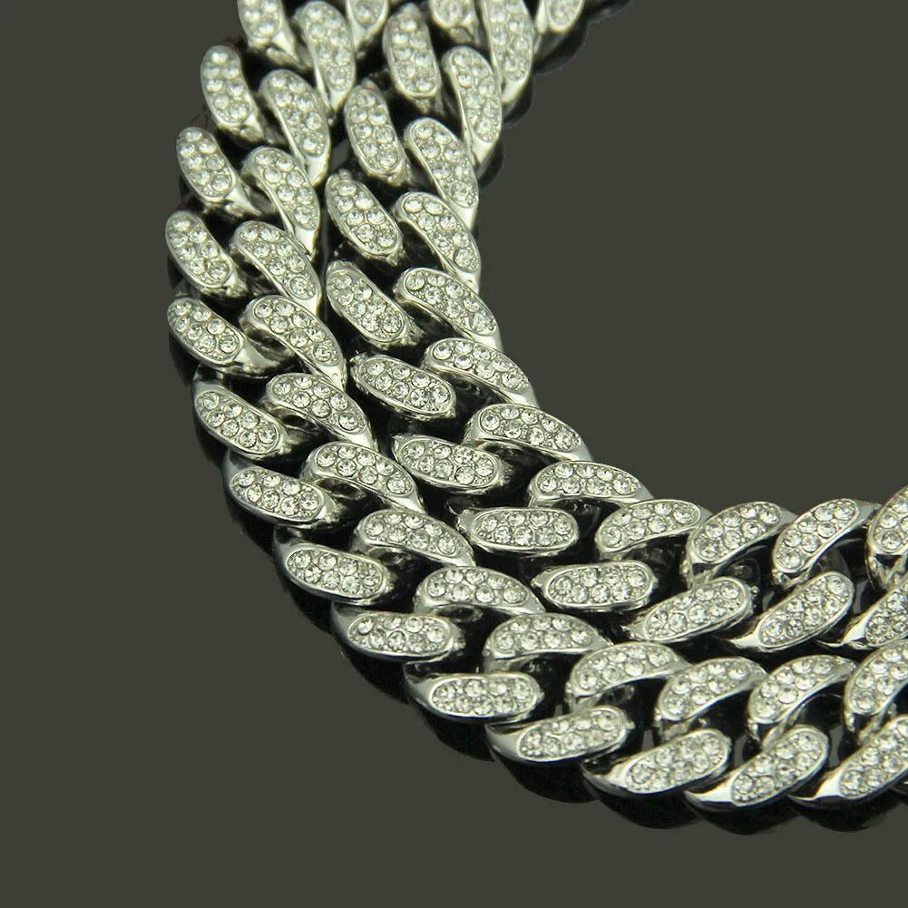 HNSP Full Zircon Cuban Link Necklace For Men - Heavy Duty Curb Chain Bling Bling Iced Out Hip Hop Jewelry for Party 13MM Wide
