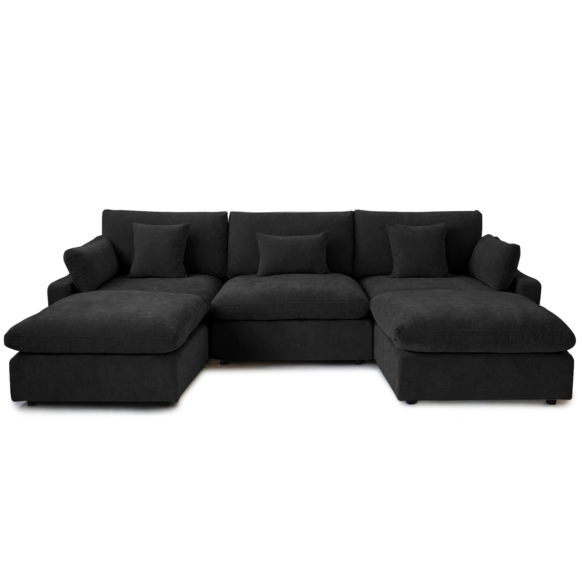 Comfy Cloud Couch 120''  Modern Sectional Sofa for Living Room Down Filled Couch with Ottoman U Shaped 5 Seater Convertible Sofa