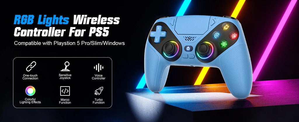 Gamepad For Playstation 5 Wireless Controller PS5/PC Console Gaming With Turbo Dual Sense Vibrate Programming RGB