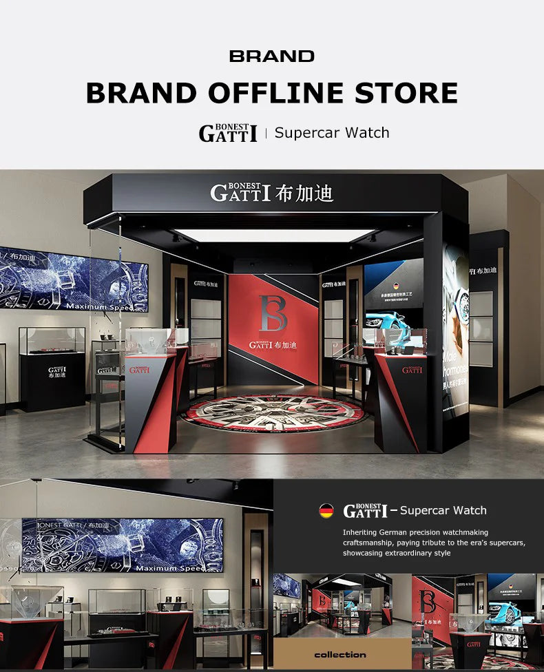 BONEST GATTI Brand BG7004 Mechanical Wristwatches Automatic Movement Luxury Sapphire Watches Skeleton Watches For Men