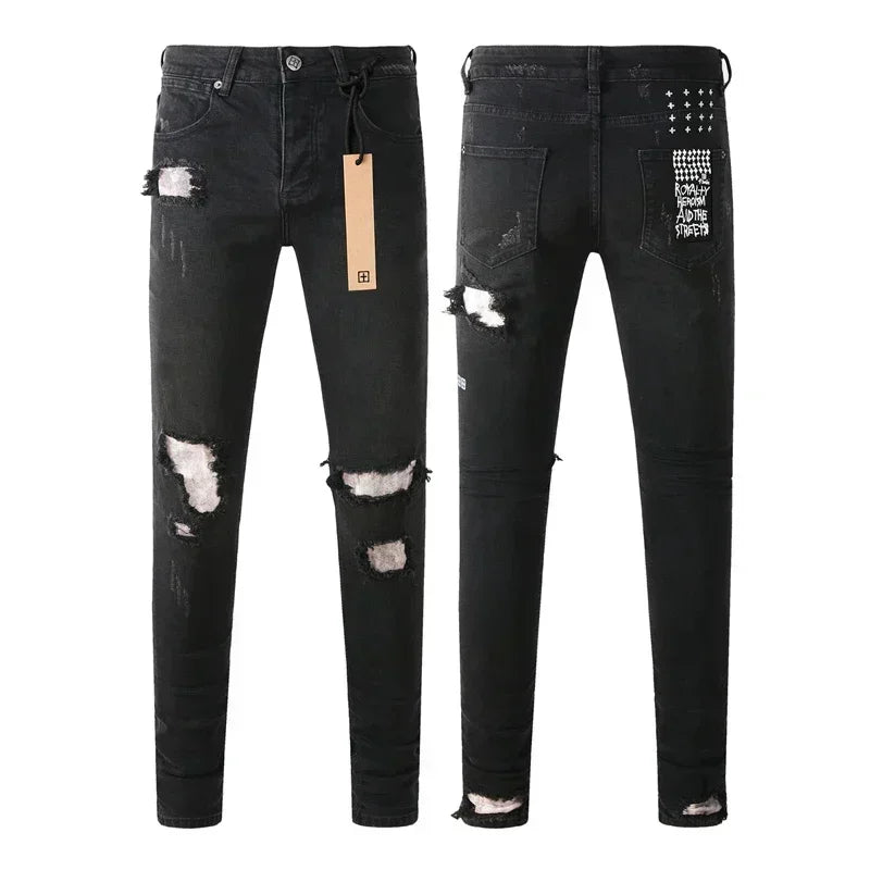 2025 KSUBI Men Personality Multi-style Low Rise Elastic Skinny Denim Pants American Style Ripped Trousers Jeans