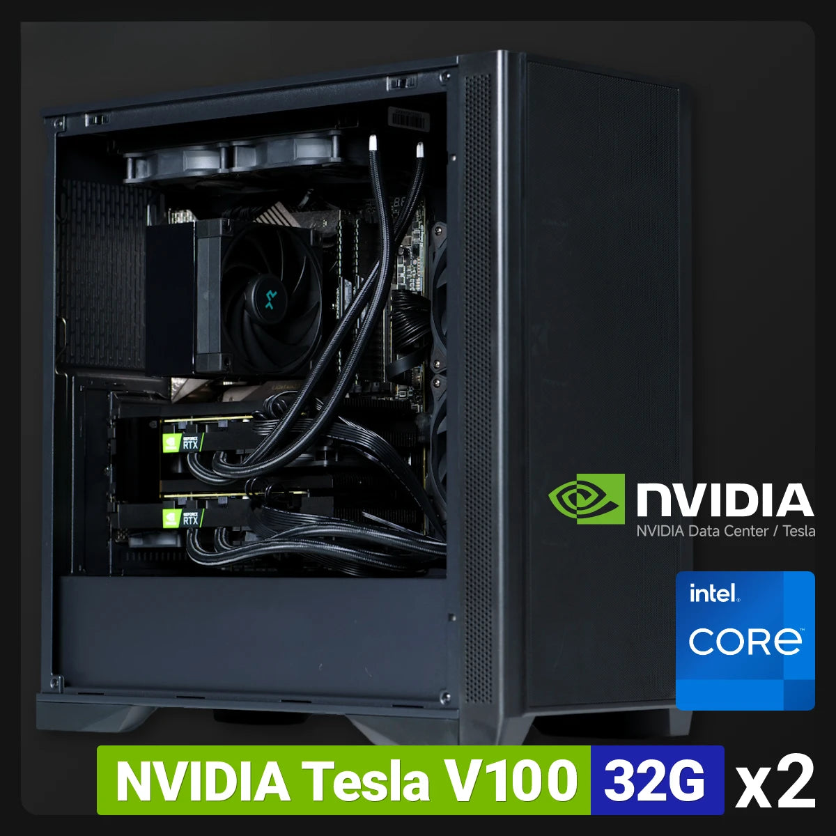 Dual graphics card V100 water-cooled version host GPU deployment tower workstation AI ultra-quiet server