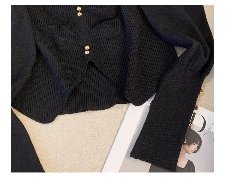 Pleated Slit Hem Contrast Patchwork Sweet Pullovers Women Clothing New Long Sleeve Fashion Sweaters Casual Korean Autumn Winter
