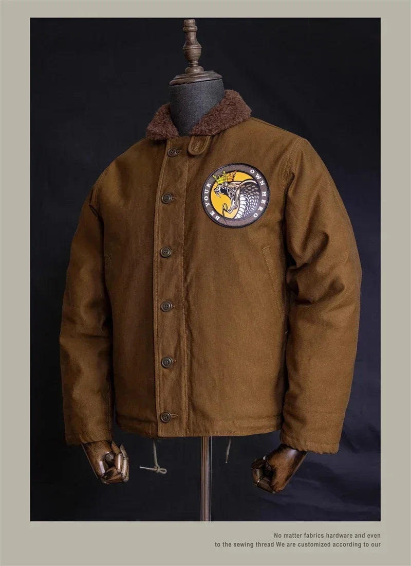 N-1 Red Tornado Naval Deck Jacket Jungle Cloth Shell Alpaca Lined Coat Men Vintage Workwear 2026ss design