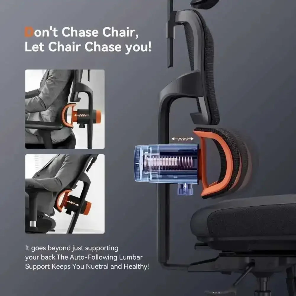 JB Office Chair, Auto Following Lumbar Support High Back Desk Chair With Laptop Desk Table, Seat Depth And Height Adjustable, Ch