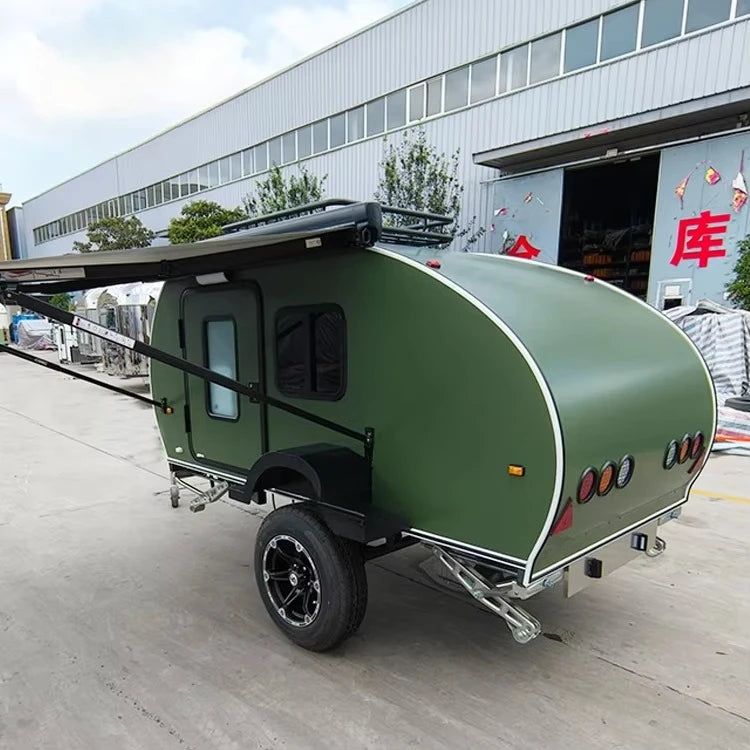 Mini Rv caravan Small Teardrop  Camping Camper Van Travel Trailer with Bathroom for Sale