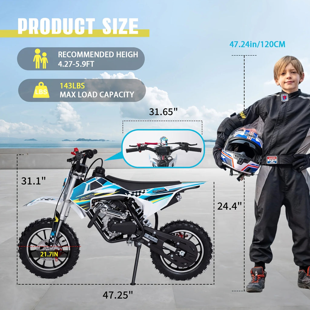 58Cc Dirt Bike, 4-Stroke Gas Powered Mini Pit Bike, Gas Dirt Bike for Children, Mini Motorcycle, Off-Road Bike, Holiday Present,