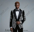 High End Rhinestones Diamond Men Suits Customized Ropa Hombre Peaked Lapel Groom Tuxedos 2 Pieces Sets Male Party Prom Blazer
