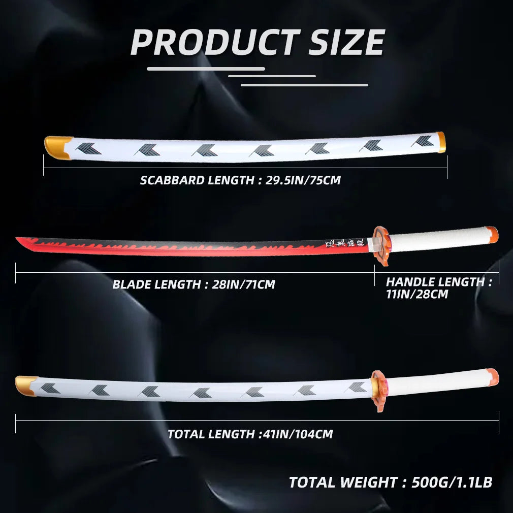 41″ LED Light Up  Sword Katana Japanese Anime Cosplay Samurai Swords Tanjiro Nichirin Sword withholder And Belt