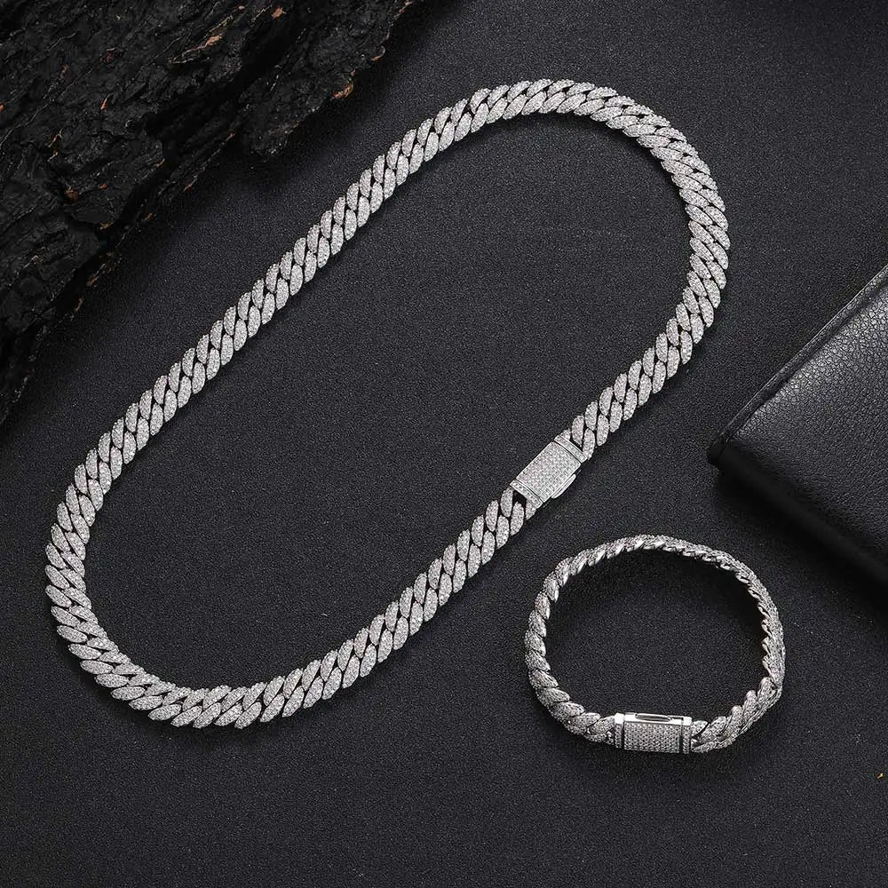 10mm Hip Hop Cubic Zircon CZ Iced Out Bubbles Cuban Link Chain Necklace For Men Women Jewelry Birthday Gift