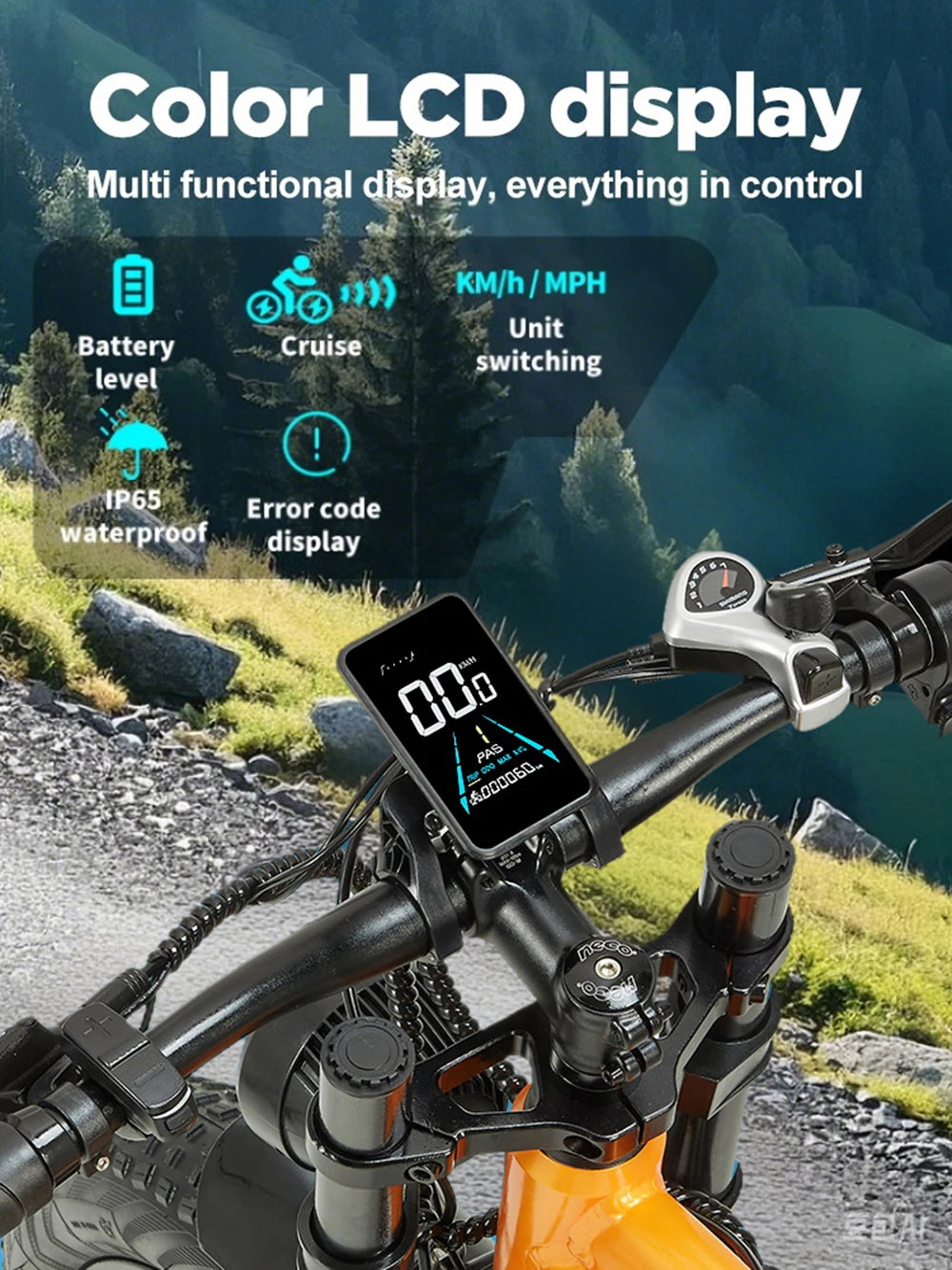 RANDRIDE YX80M-2 Electric Mountain Bike 2000W, 48V 20AH, 26-inch Fat Tire Adult E-Bike with Hydraulic Disc Brakes and 7-Speed