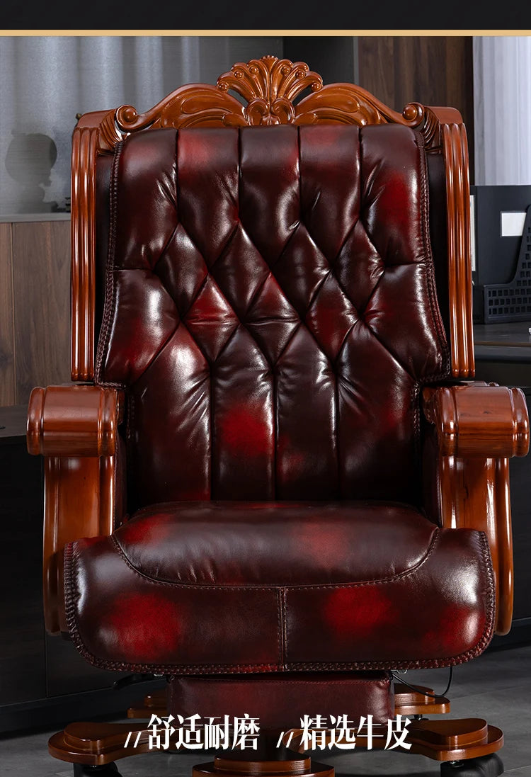 Leather Wheels Office Chair Armrest Ottoman Massage Executive Swivel Chair Comfortable Designer Silla De Escritorio Furniture