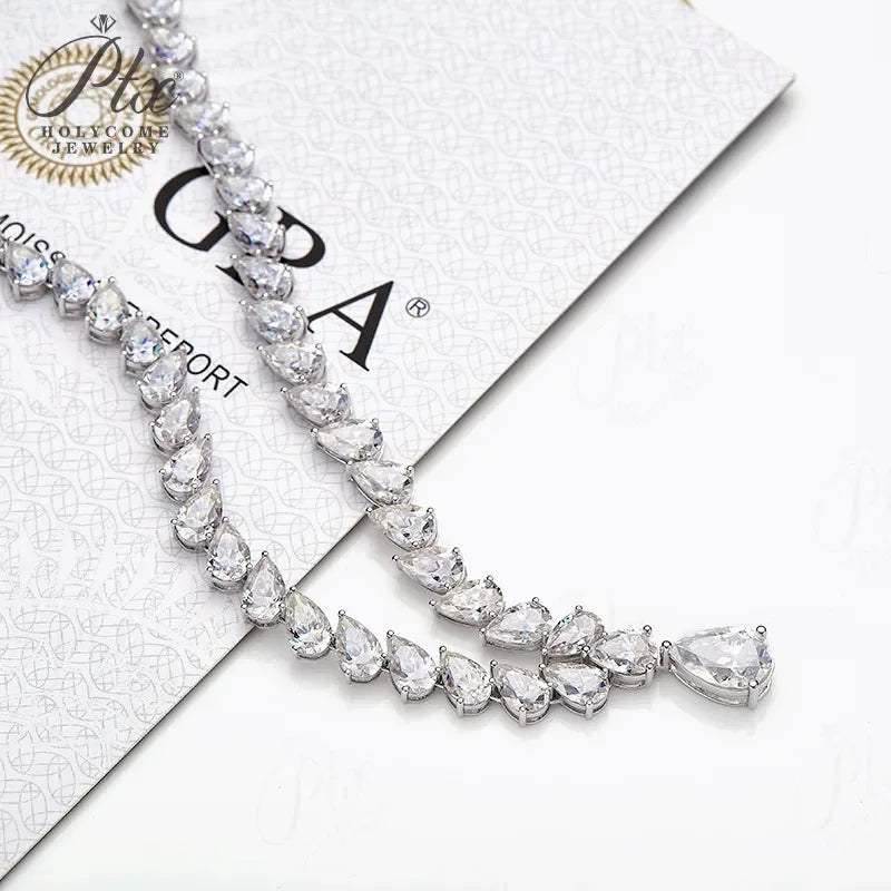 Hip-Hop Tennis Necklace Moissanite Solid 925 Sterling Silver  With GRA D Color for Woman Men Party Anniversary Wedding Jewelry