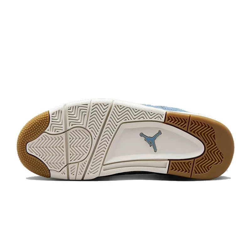 Nike Jordan Air Jordan 4 Fashion Denim Design Comfortable Mid-Top Retro Basketball Shoes Women's White Blue IB6716-100