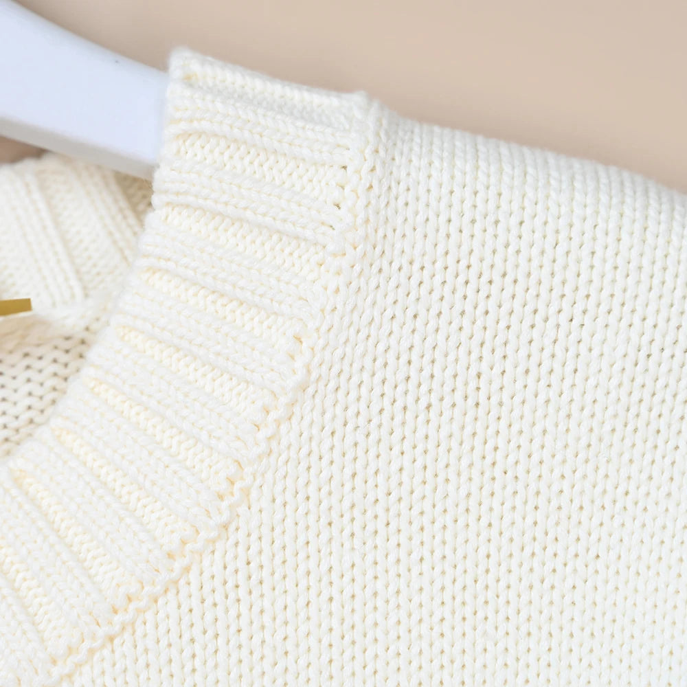 Autumn Winter Unisex Cotton Knitted Long Sleeve round Neck Sweater Cartoon Pattern All-Match Hoodie Comfortable Breathable