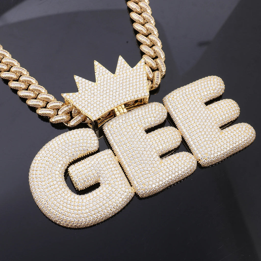 Provence Letter Pendant for Men Moissanite Hip Hop Crown Pendants for Man Miami Rock Custom Fashion Jewelry