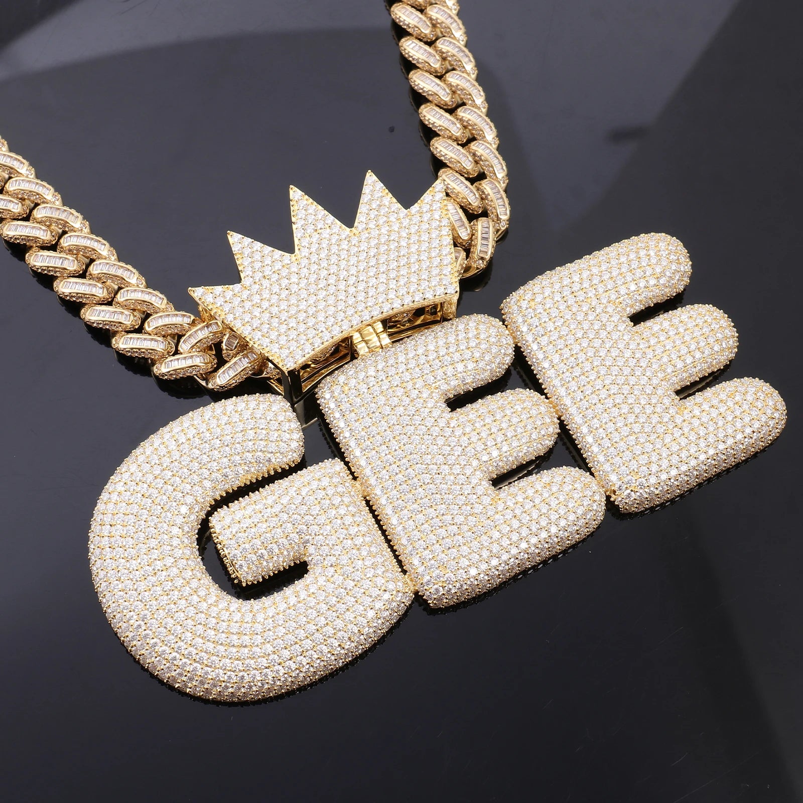 Provence Letter Pendant for Men Moissanite Hip Hop Crown Pendants for Man Miami Rock Custom Fashion Jewelry