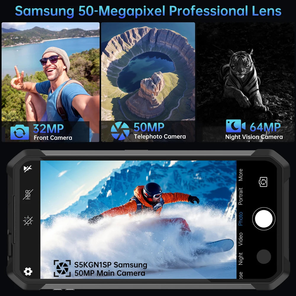Unihertz by 8849 Tank 4 pr Smartphone 5G with 720P Projector 512GB 1TB Dimensity 8300 CPU 6.73" 3k AMOLED 11600mAh Android 14
