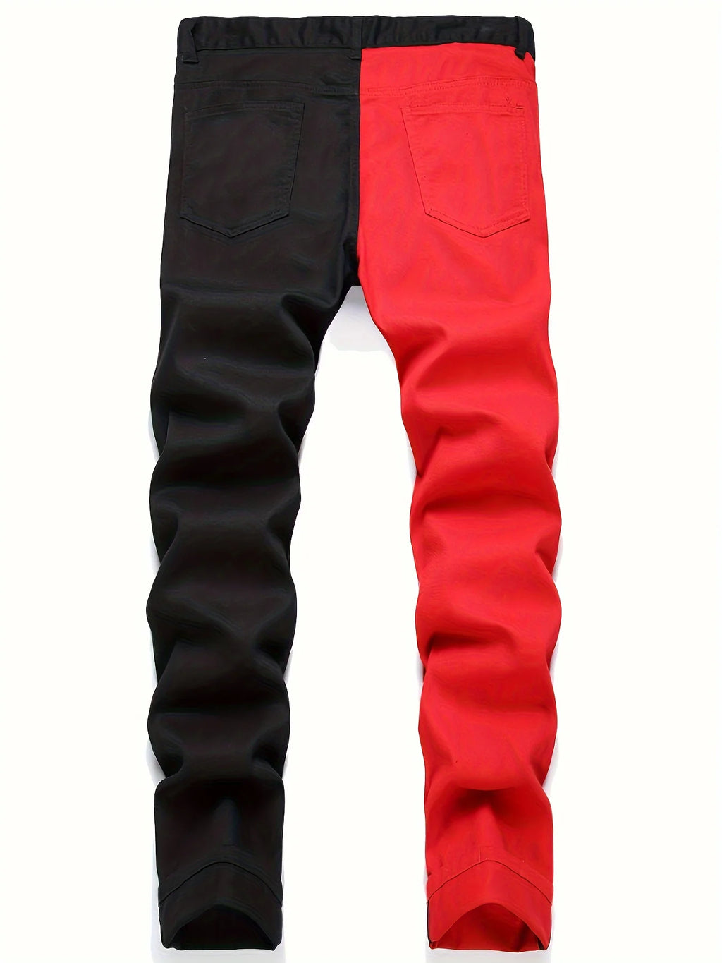 Men's spliced two tone trendy multi-color slim fit jeans