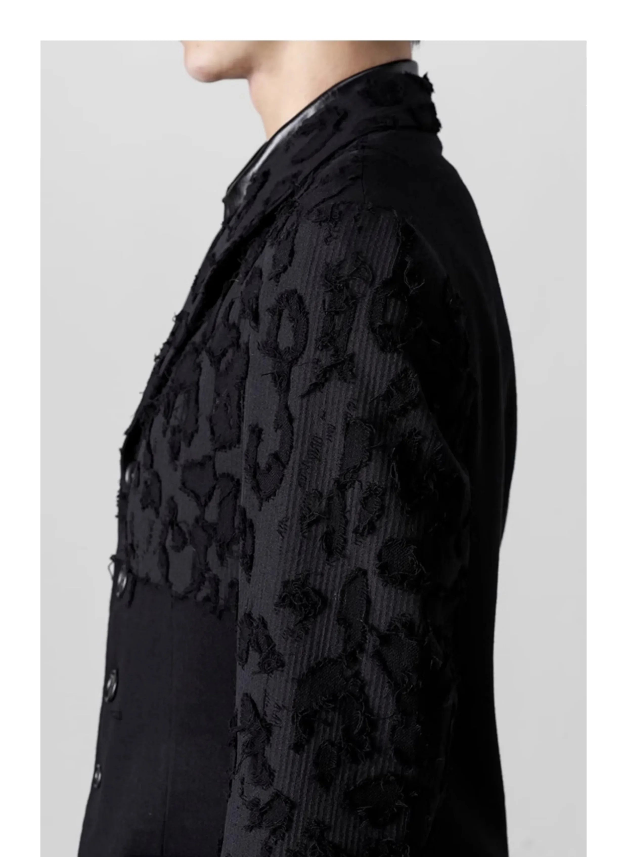 YOJI OOAK Design sense men's patchwork single breasted suit jacket special processing leopard print style 4 button top