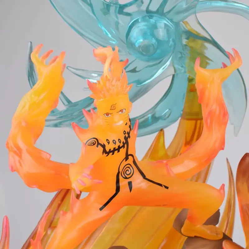 34cm New NARUTO Anime Figure Uchiha Sasuke Uzumaki Naruto PVC Model Scene Statue Desktop Ornaments Kids Birthday Gifts Toys