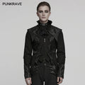 PUNK RAVE Men's Gothic Textured Jacquard Luxury Gentleman Tuxedo Handsome Stand Up Collar Cloud Shoulder Style Elegant Jacket