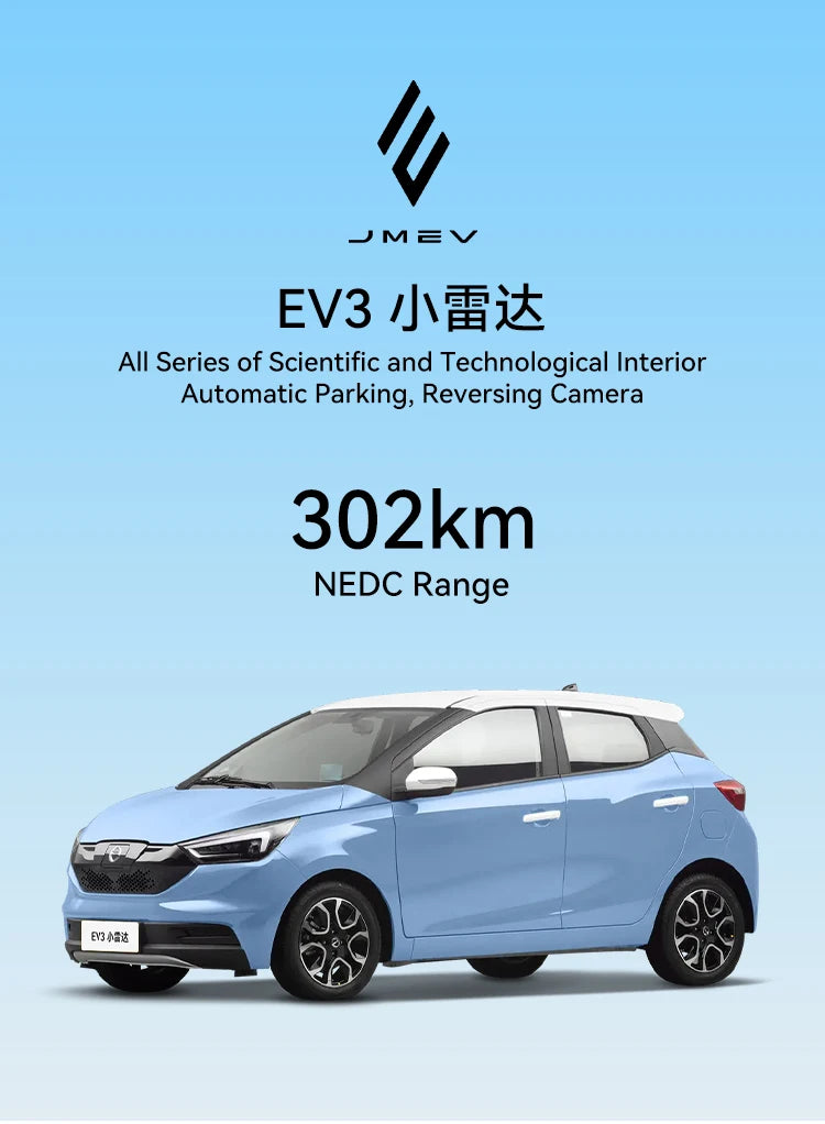 2025 Hot Selling Cheap JMEV EV3 Pure Electric High Speed 100Km/h 4 Four Wheel Electric Vehicle 0km Best Used Car