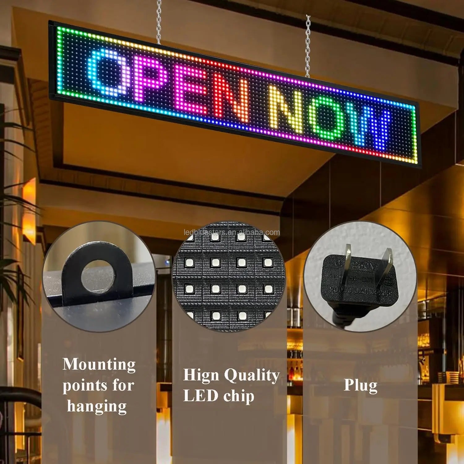 US 110V P10/P5/P6 Light Emitting Diode Display Panel Signage Restaurant Store IP65 Shopping Center Programmable Mobile