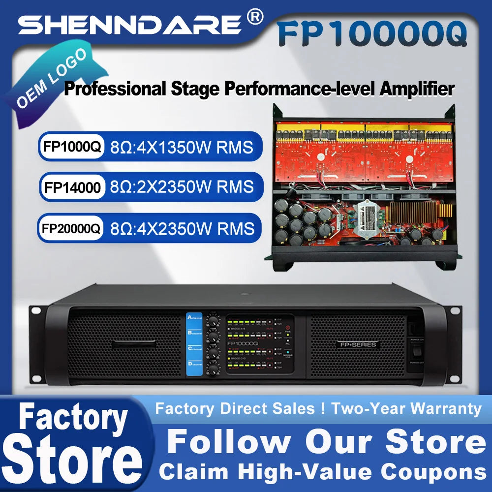 Original brand LOGO FP10000Q Professional Digital Power Amplifier 1x1350W 8OHM High Power Subwoofer Amplifier Line Array Speaker