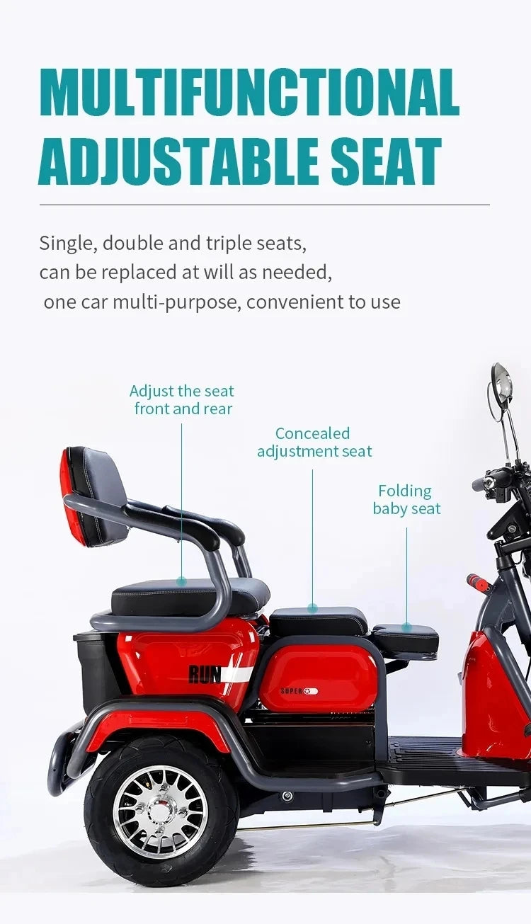 D185 New Three-wheeled Electric Bicycle Ticycle 48V/60V Three-wheeled Electric Motorcycle