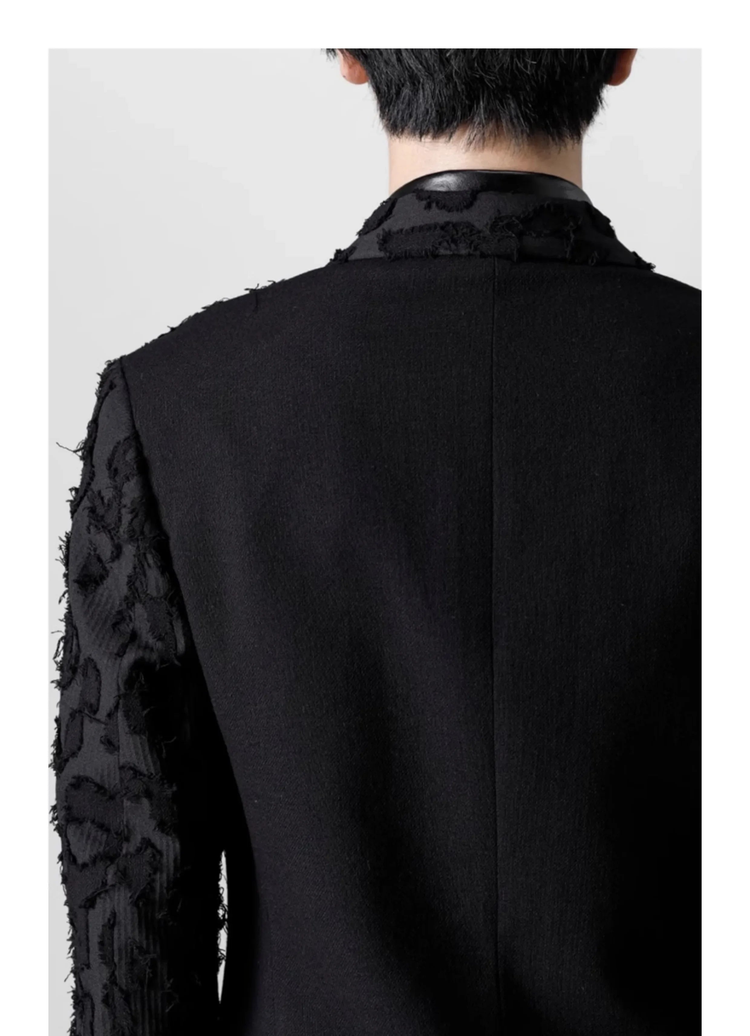 YOJI OOAK Design sense men's patchwork single breasted suit jacket special processing leopard print style 4 button top