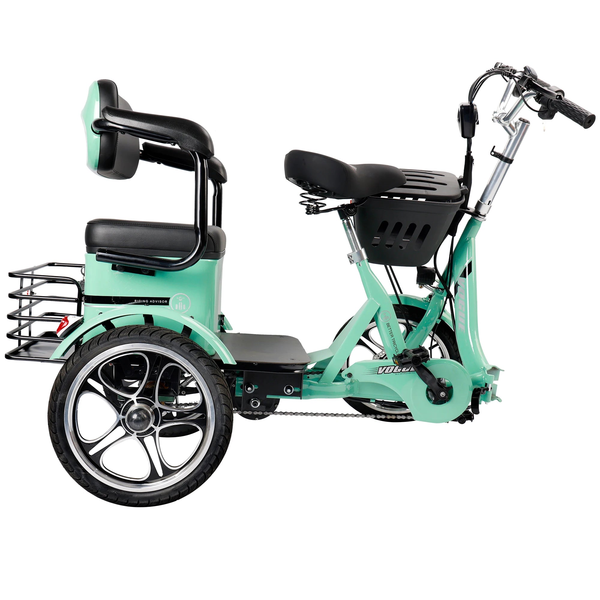 Artudatech 400W 48V 12A Elder Electric folding tricycle for Adults 3 wheel e-trike Bike with Rear Seat