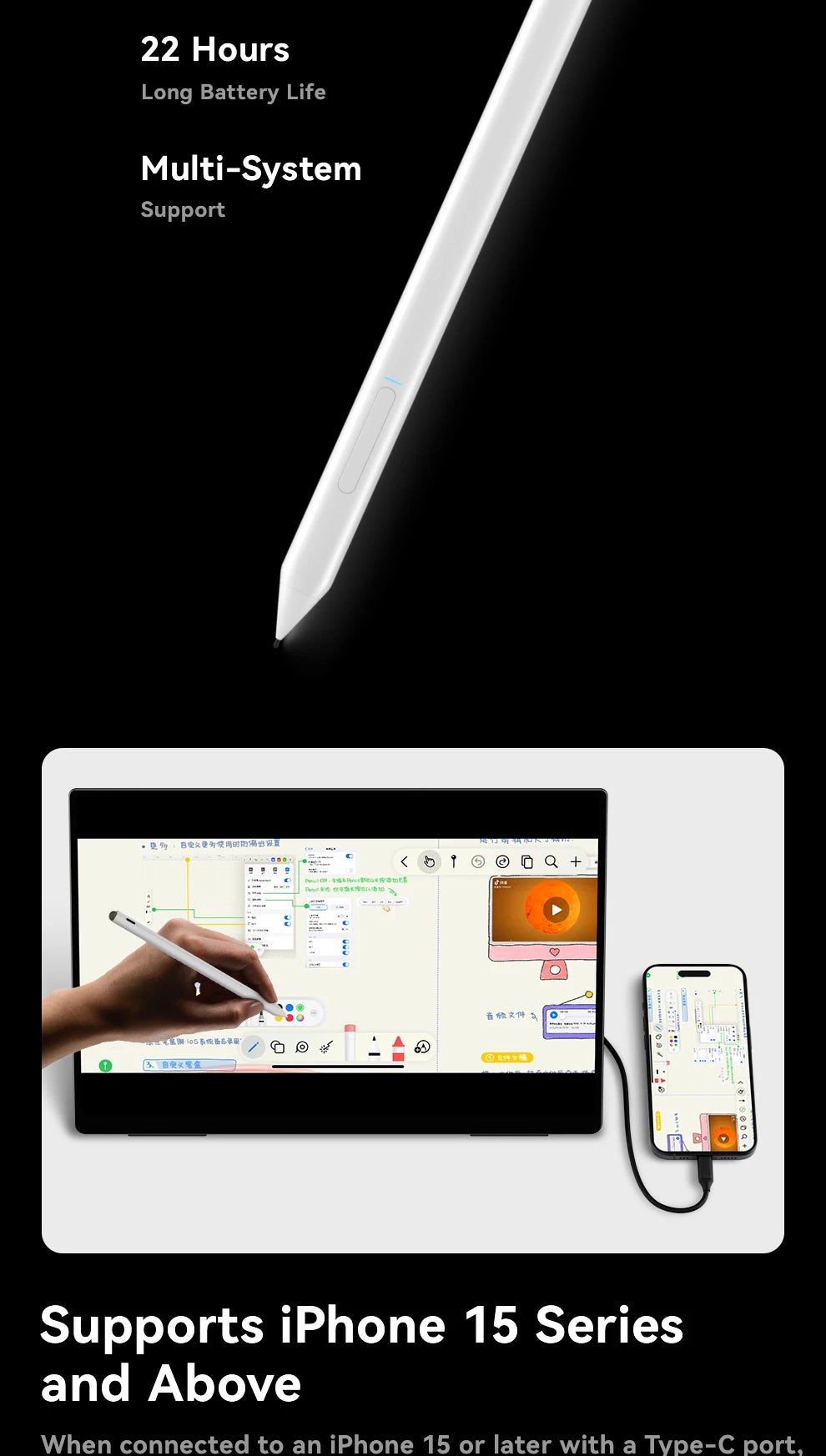 EHOMEWEI RO Series Pro 16" 3K 120Hz Touch Portable Monitor 100% DCI-P3 Active Stylus USB-C HDMI External Display Windows Mac