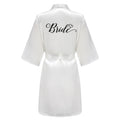 Light Blue Women's Satin Robe Short Kimono for Bride & Bridesmaid With White Letter, Wedding Party Robes