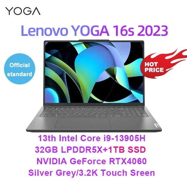 Lenovo YOGA Pro 16s Extreme Laptop Intel i9-13905H 32GB/1T RTX4060 3.2K Ultra-thin Touch 165Hz Full Screen Notebook PC
