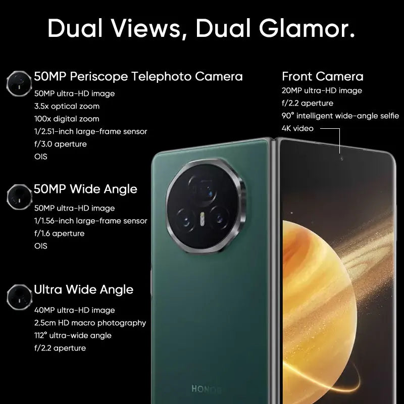 Global Version Honor Magic V3 5G Foldable LTPO OLED 120Hz Display 7.92" 50MP Triple Cameras Snapdragon 8 Gen 3 5150mAh 66W NFC