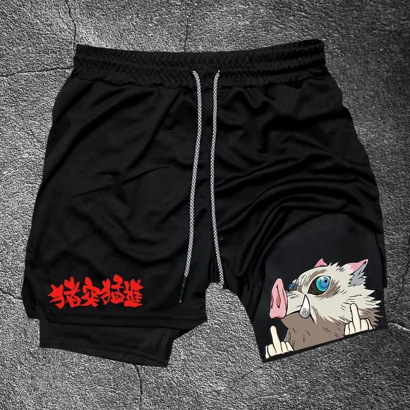 Demon Slayer Print Shorts Men's Fashion Cross-Border Ghost Slayer Patterned Summer Quick-Dry Breathable Shorts