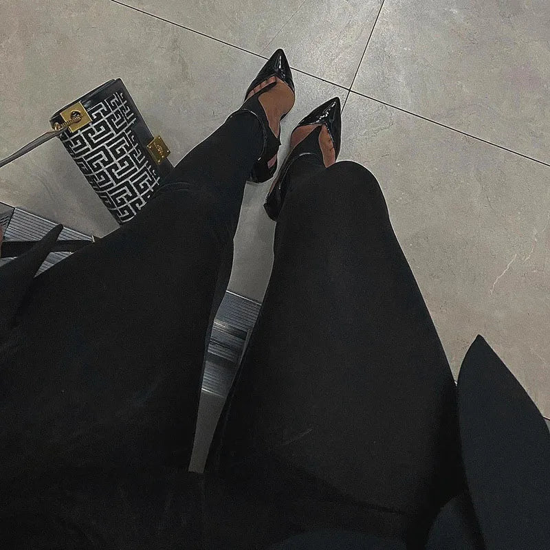 Korean Fashion Winter Black High Waisted Skinny Y2K Women Pants Sexy Glitter Casual Club 2025 Leggings Pants Long
