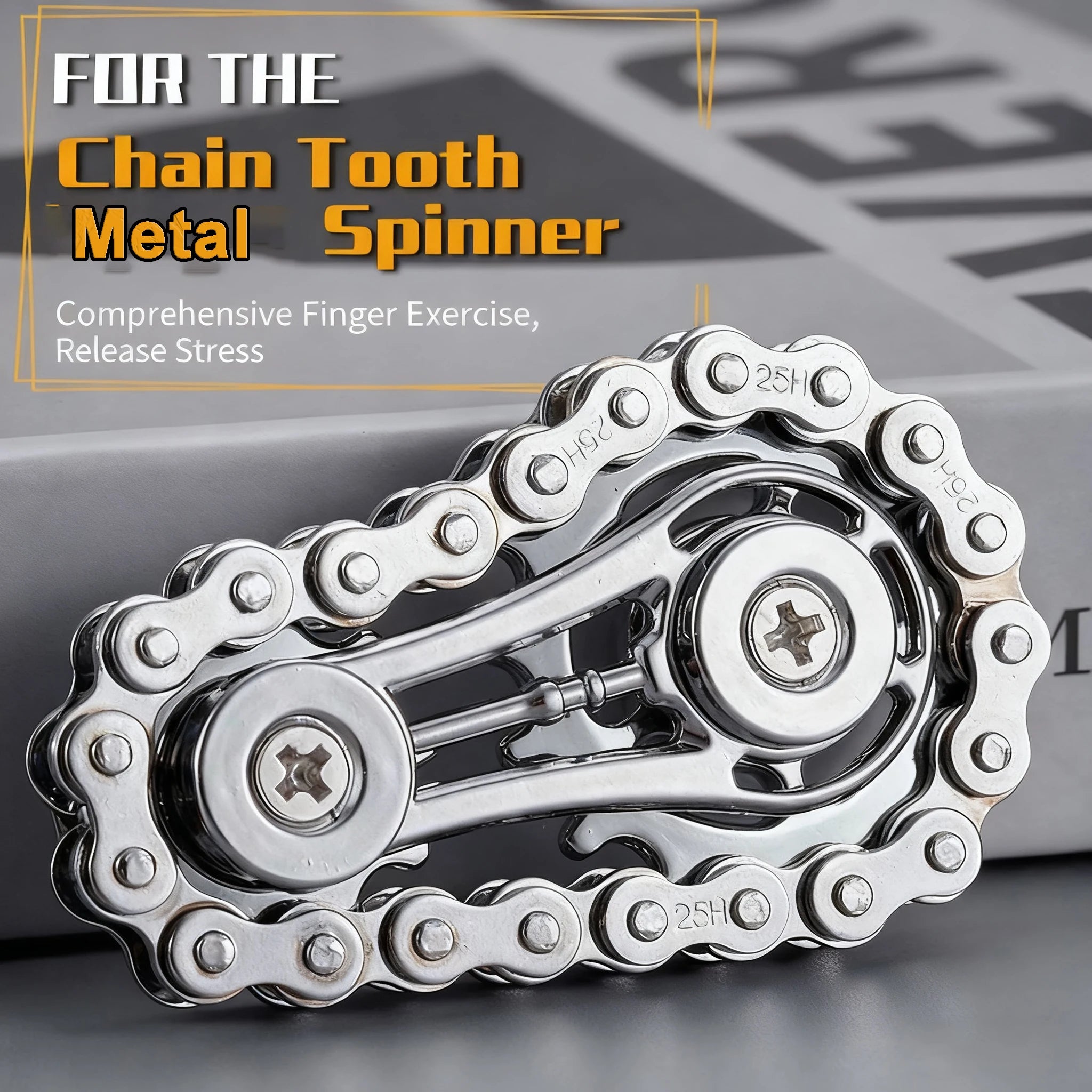 Metal Flywheel Gear Chain Gyro Fingertip Gyro Sprockets Fidgets Toy Anti-stress Fidgeting Spinners Finger Exercise Toys Xmas
