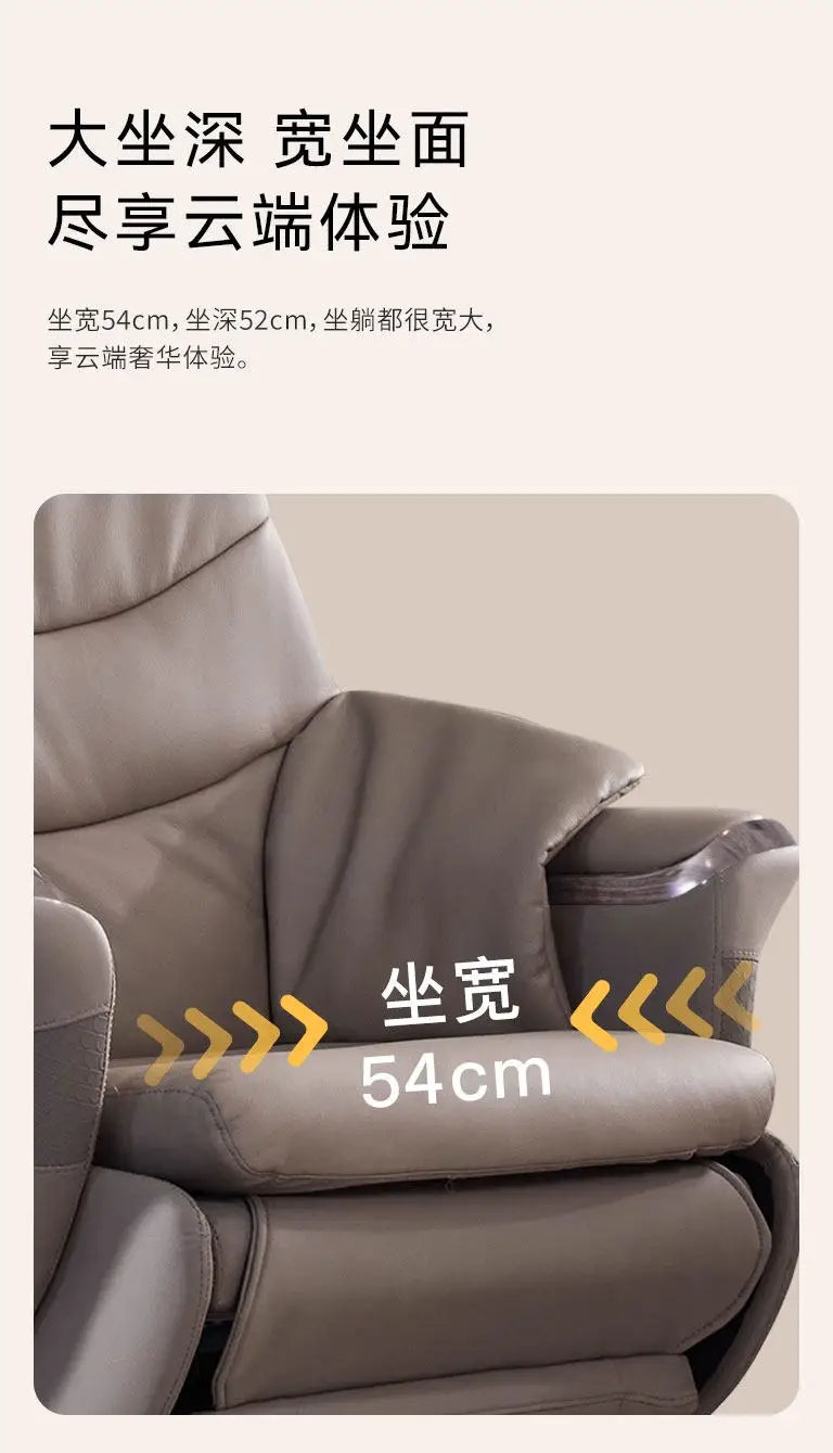 Premium Genuine Leather Executive Office Chair - Electric Massage Gaming Chair with Ergonomic Support for Home and Office JT40