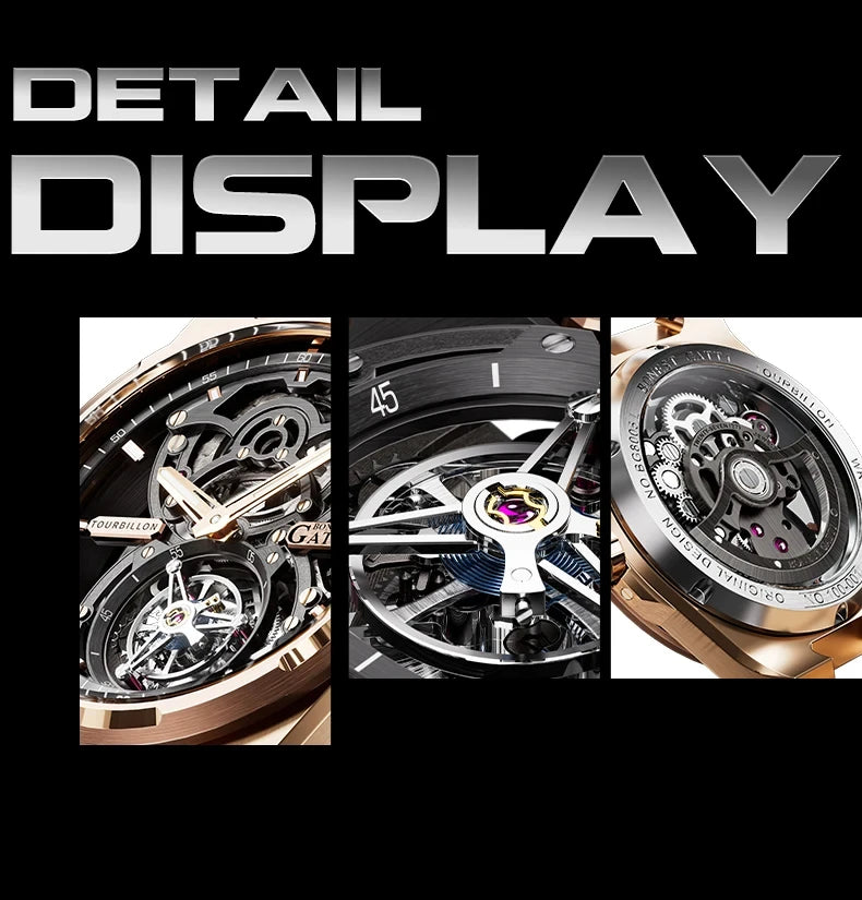 BONEST GATTI Brand BG7004 Mechanical Wristwatches Automatic Movement Luxury Sapphire Watches Skeleton Watches For Men