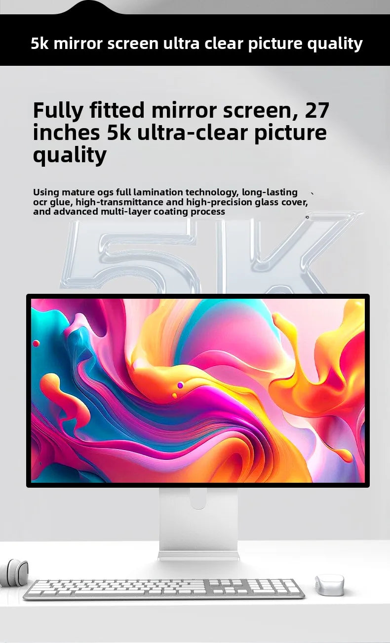 Kuycon Grey G27X-se 5120*2880 5k 60hz Led Transparent Film Screen Monitor 27 Inch Led HD Display Panel LCD Monitors