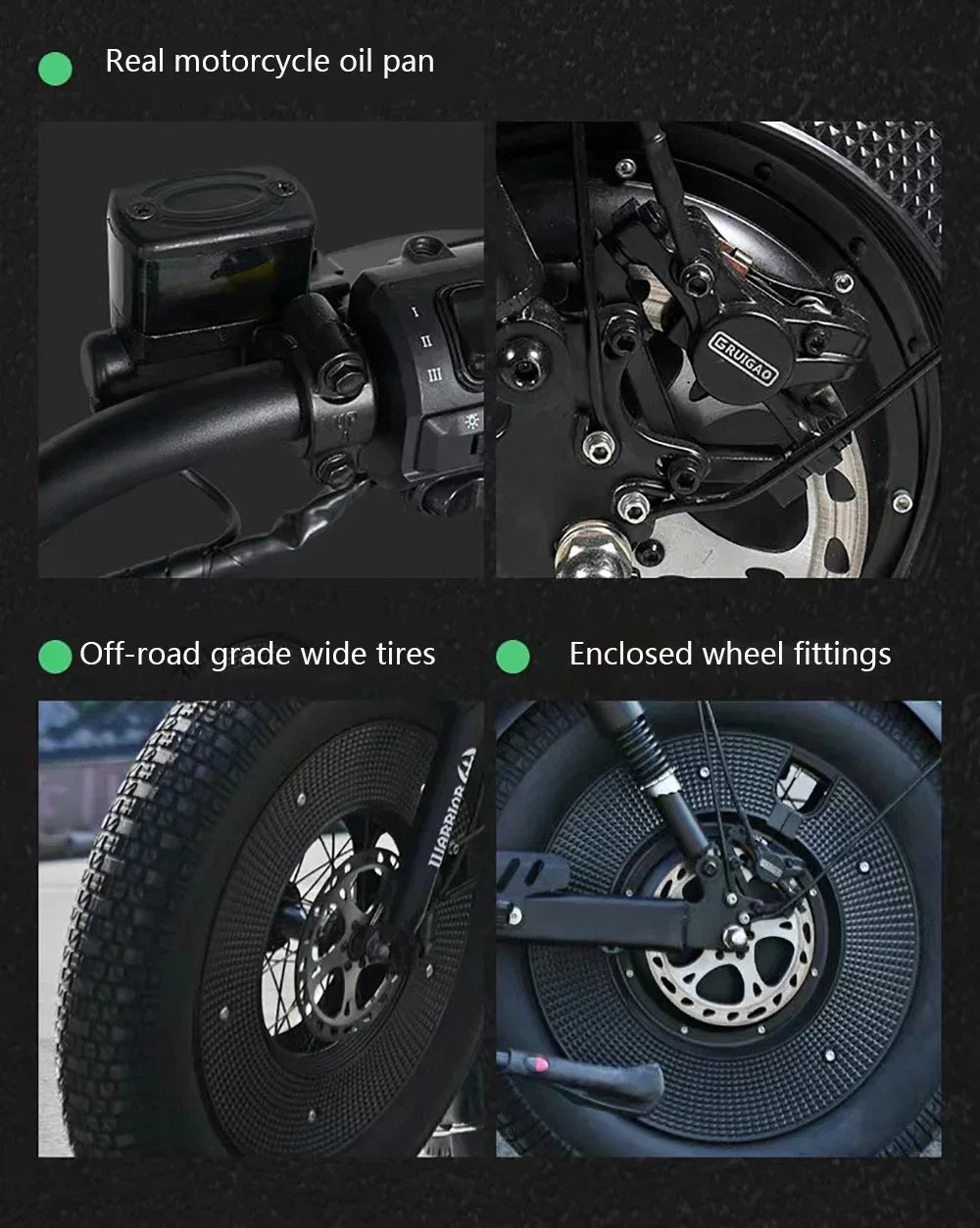 Ebike ZPW Black Warrior 3000W 60V 45AH Camping Motorcycle, Adult Electric Bike 20 Inch Fat Tire Electric Bike