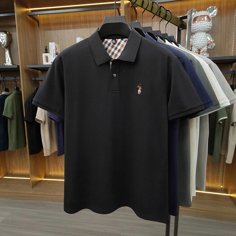 Designer luxury brand short sleeve polo shirt men summer trend striped hot selling Paul embroidery business casual golf T-shirt