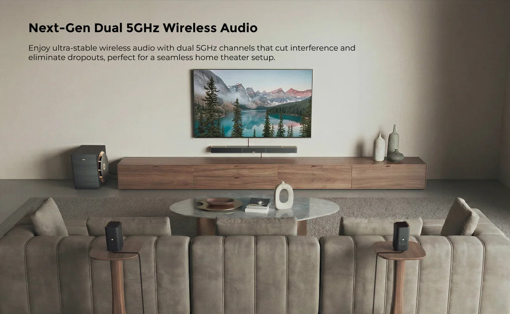 ULTIMEA 980W 7.1.4 Soundbar with Dolby Atmos&APP Control, 10" Wireless Subwoofer Surround Sound System TV Home Bluetooth Speaker