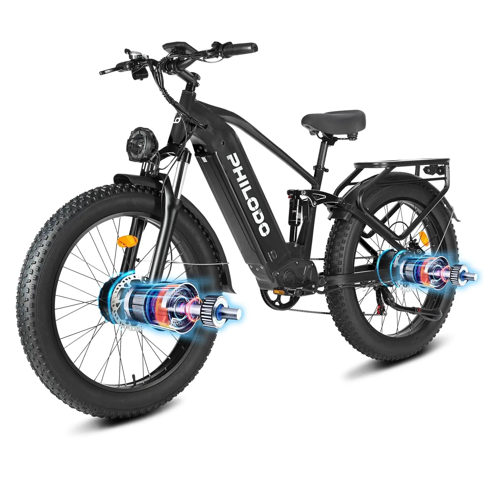 5000w Dual Motor Electric Bicycles, 60V Battery E-Bike with 45 MiIe P-Hour Electric Bike for Adults, 26 Fat Tire Hunting Ebike f