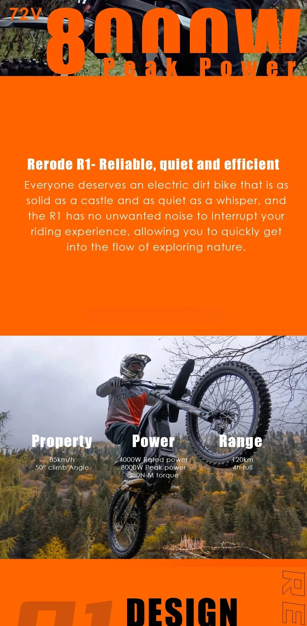 Electric Motorcycle Rerode 8000W 72v 35Ah Off Road 330.Nm Sur Ron Talaria Sting R Powerful Electric Dirbike