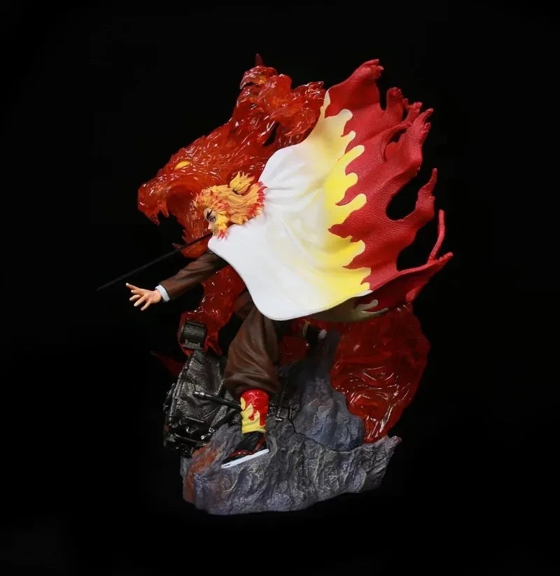 39cm Demon Slayer Rengoku Kyoujurou Action Figure Flame Breathing Light-Up Statue PVC Anime Character Collection Model Fan Gift